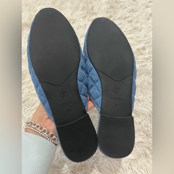 Vivaia Round-Toe Quilted Mules - Size 40 US 9 - blue - Picture 3 of 9